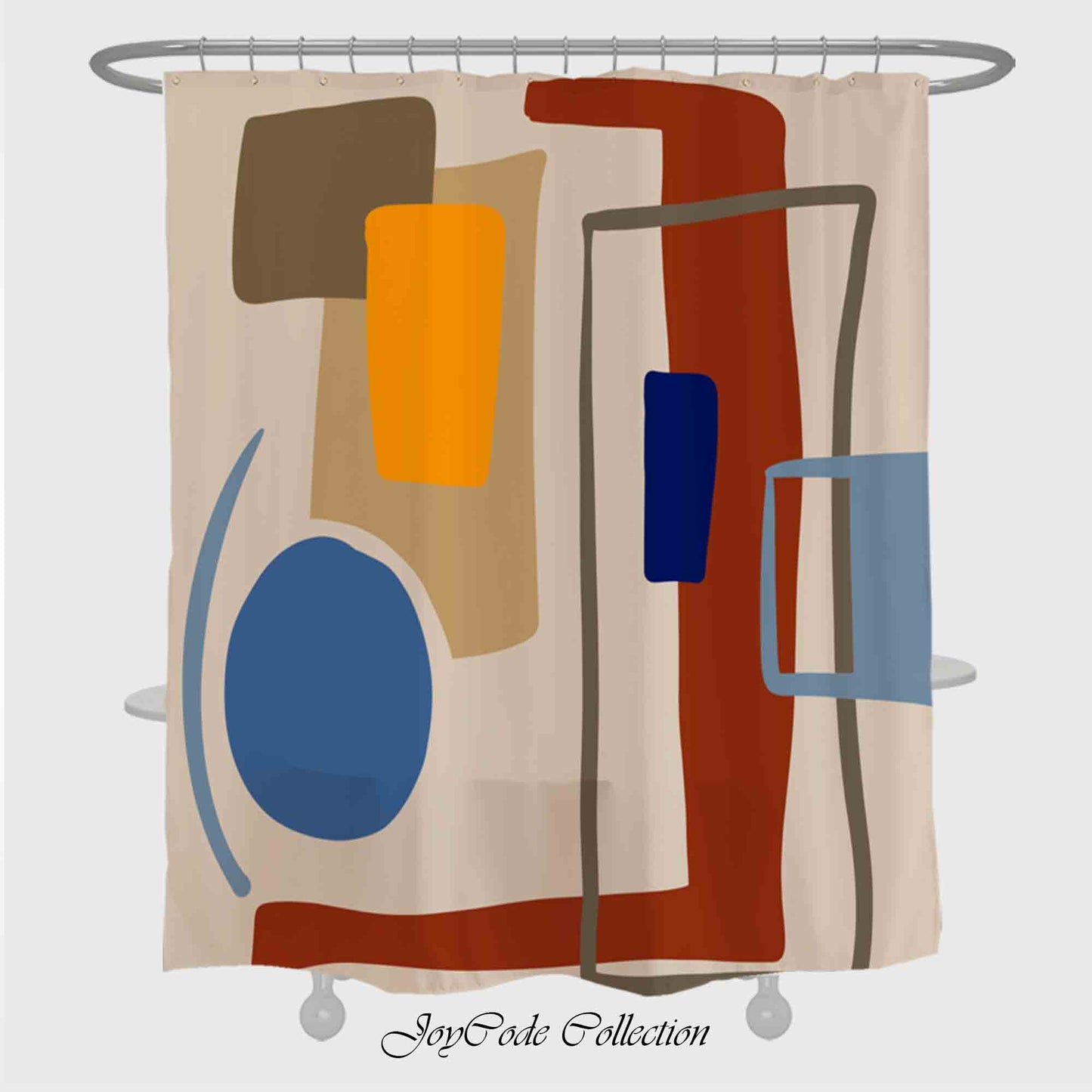 JoySwallow Modern Blocks Lines Art Blocks Shower Curtain, Abstract Blocks Waterproof Curtains, Check Machine Washable Shower Curtains, Heavy Weighted Bath Curtains with hooks