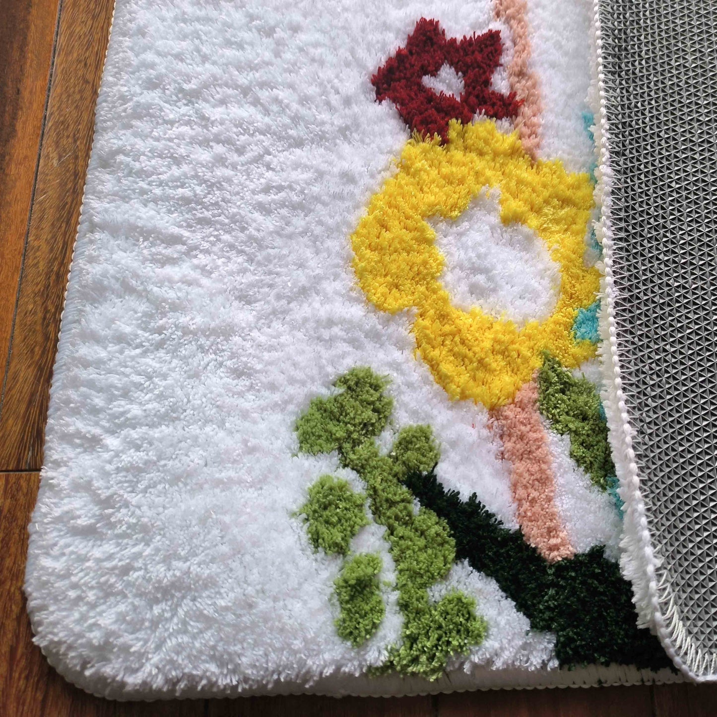 JoySwallow Geometric Vase and Flower Bathmat, Colorful Flower Tufted Bathmat Rug Area Rug Bedroom Rugs