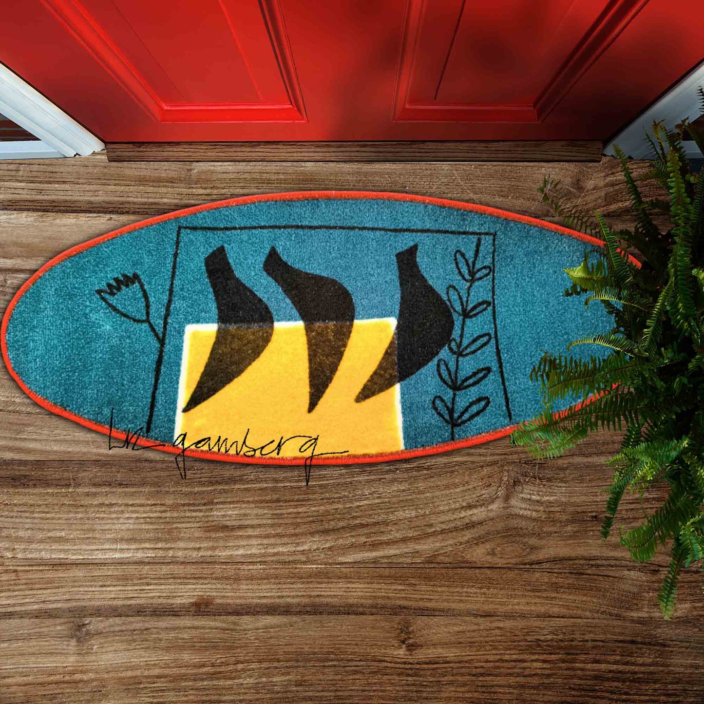 Three Birds Flannel Door Mat by Liz Gamberg Studio from US