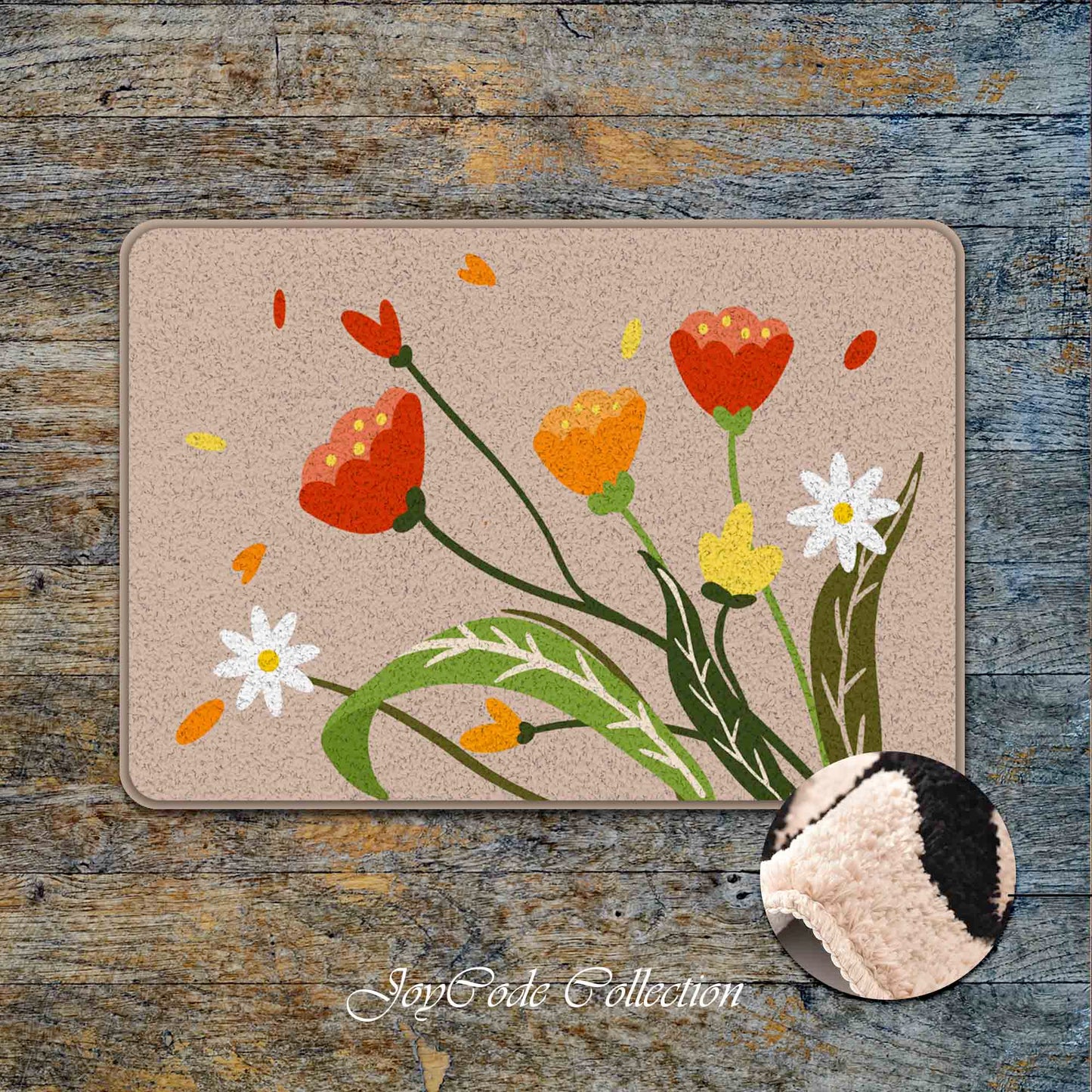 JoySwallow A Bouquet of Flowers Tufted Bathmat, Flower Bath Rug, Floral Area Rug, Bedroom Runners