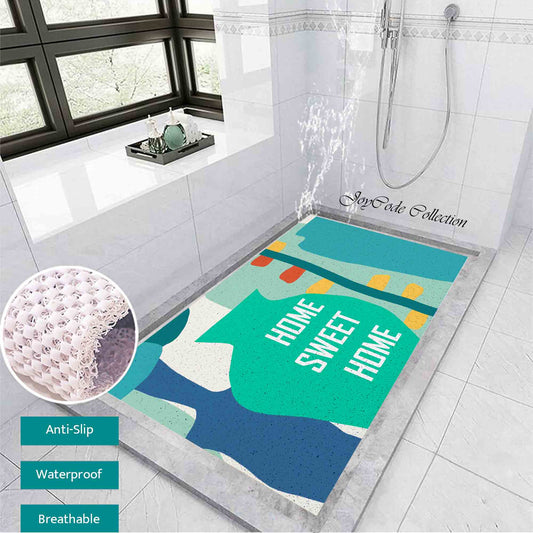 JoySwallow Personalized Bathtub Mat, Abstract Geometrical Floral Vase Bathtub Mat,  Line Art PVC Coil Shower Mat, Geometrical Anti Skid PVC Coil Bathmat, Permeable Bathmat, Drainable Rug