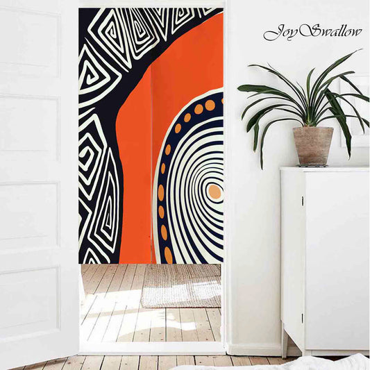 JoySwallow Personalized Doorway Curtain, Abstract Geometrical Line Art Doorway Curtain, Geometrical Door Tapestries for Home, Blocks Door Curtain for Kitchen, Curtain for Bedroom Decoration, Privacy Divider Curtain with Rod