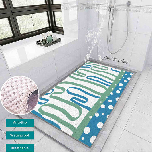 JoySwallow Personalized Bathtub Mat, Abstract Snowland Bathtub Mat, Abstract PVC Coil Shower Mat, Anti Skid PVC Coil Bathmat, Geometric Permeable Bathmat, Drainable Rug