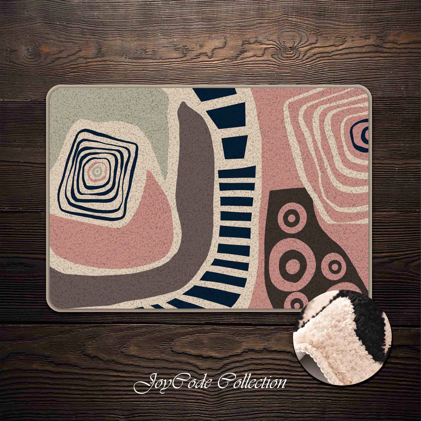 JoySwallow Abstract Architecture Geometry Bathmat, Tufted Bath Mat, Colorful Blocking Rug, Area Rug, Bedroom Runner