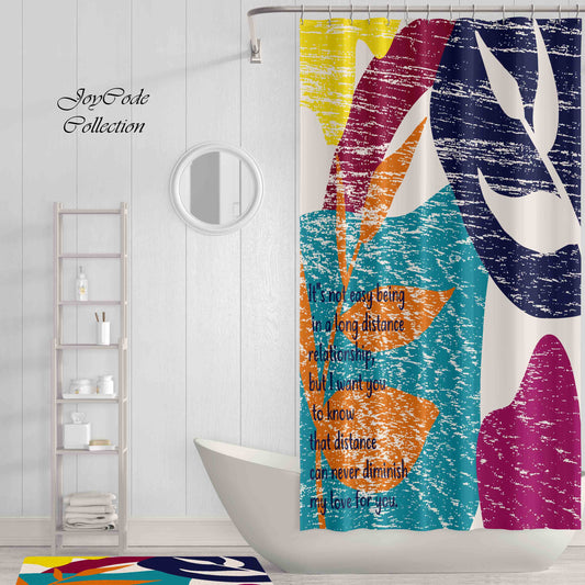 JoySwallow Abstract plants and Blocks Shower Curtain, Abstract Blocks Waterproof Curtains, Floral Machine Washable Shower Curtains, Heavy Weighted Bath Curtains with hooks