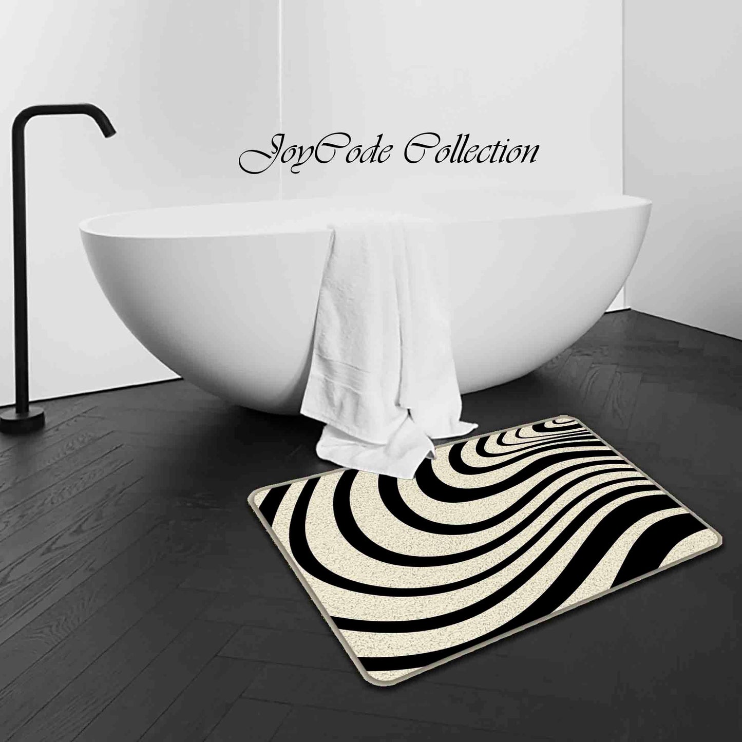 JoySwallow Black White Dazzling Wave Shower Curtain, Geometrical Waterproof Curtains, Machine Washable Shower Curtains, Heavy Weighted Bath Curtains with hooks