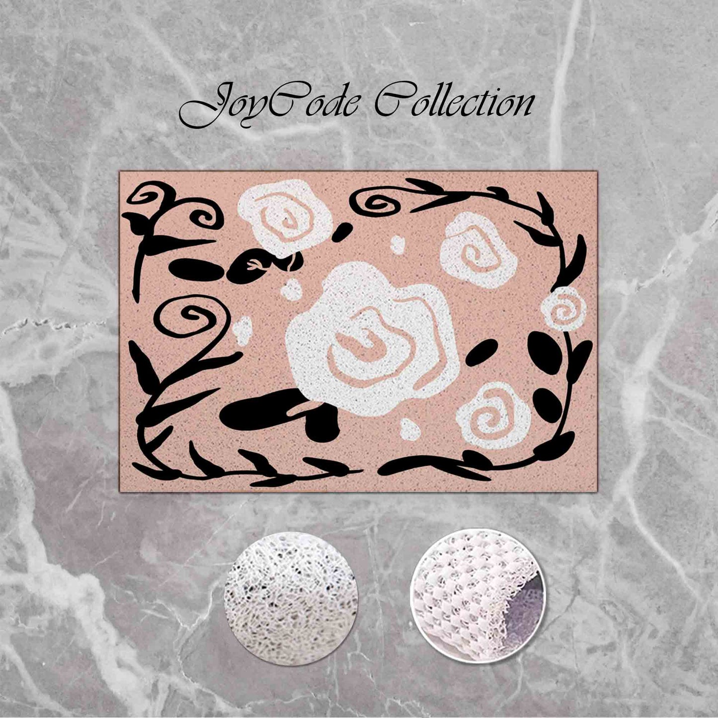 JoySwallow Personalized Bathtub Mat, Pink White Rose Bathtub Mat, PVC Coil Shower Mat, Anti Skid PVC Coil Bathmat, Flower Permeable Bathmat, Irregular Shaped Drainable Rug