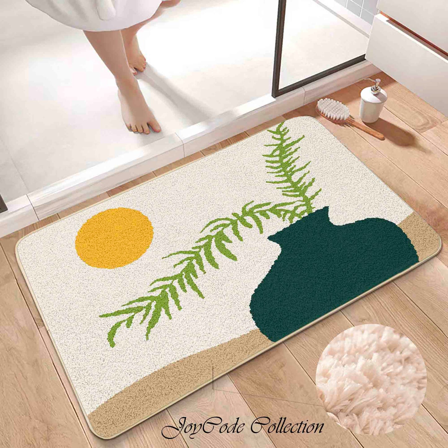 JoySwallow Vase and Sunset Tufted Bathmat, Floral Bathroom Rug, Sunset Area Rug, Floral Bedroom Rugs