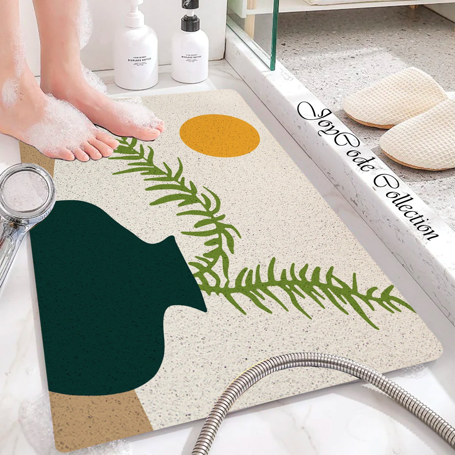 JoySwallow Personalized Bathtub Mat, Blue Vase and Sunset Bath Tub Mat, PVC Coil Shower Mat, Anti Skid PVC Coil Bathmat, Floral Permeable Bathmat, Drainable Rug