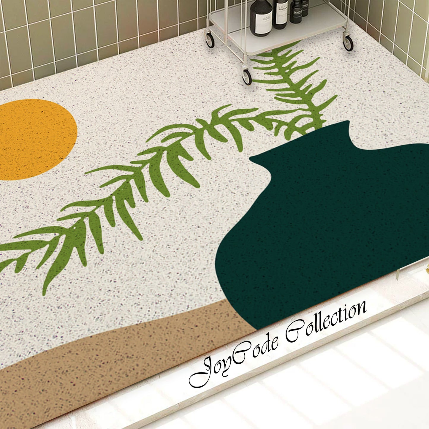 JoySwallow Personalized Bathtub Mat, Blue Vase and Sunset Bath Tub Mat, PVC Coil Shower Mat, Anti Skid PVC Coil Bathmat, Floral Permeable Bathmat, Drainable Rug