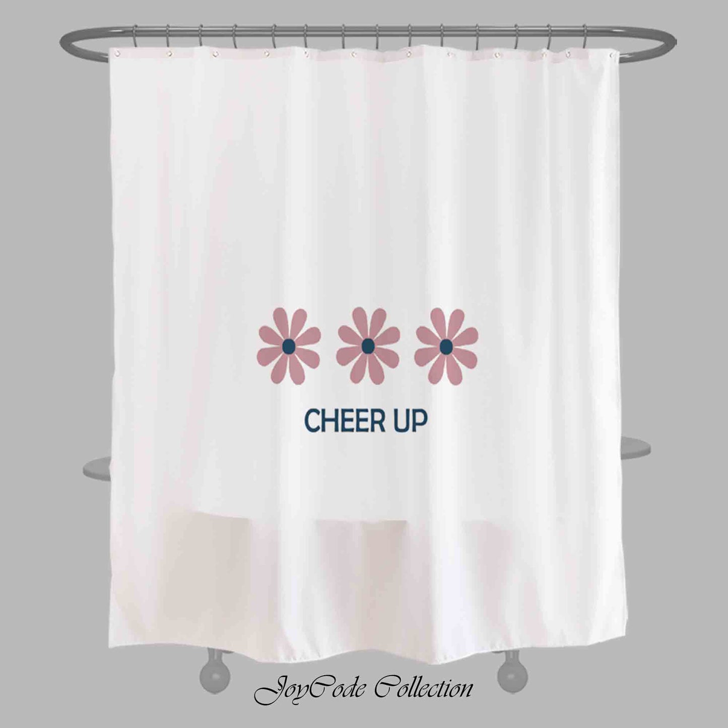 JoySwallow Cheer Up Three Little Daisy Shower Curtain, Flowers Waterproof Curtains, Floral Machine Washable Shower Curtains, flower Heavy Weighted Bath Curtains with hooks