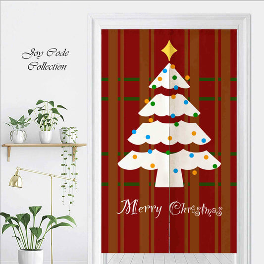 JoySwallow Snow White Christmas Tree Doorway Curtain, Holiday Door Tapestries for Home, Christmas Door Curtain for Kitchen, Christmas Tree Curtain for Bedroom Decoration, Privacy Divider Curtain with Rod