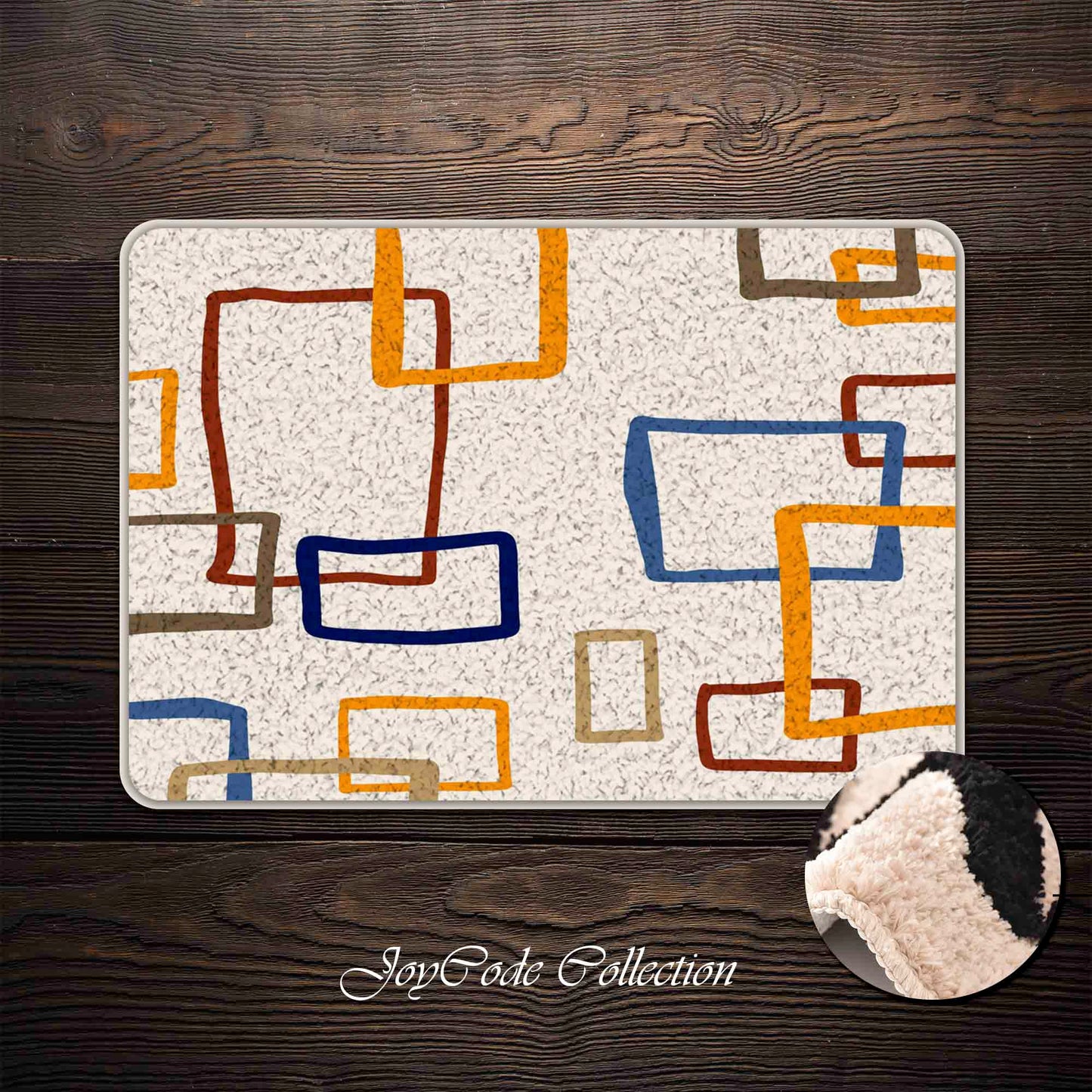 JoySwallow Color Square Line Art Bathmat, Geometrical Tufted Bathmat Rug Area Rug Bedroom Rugs