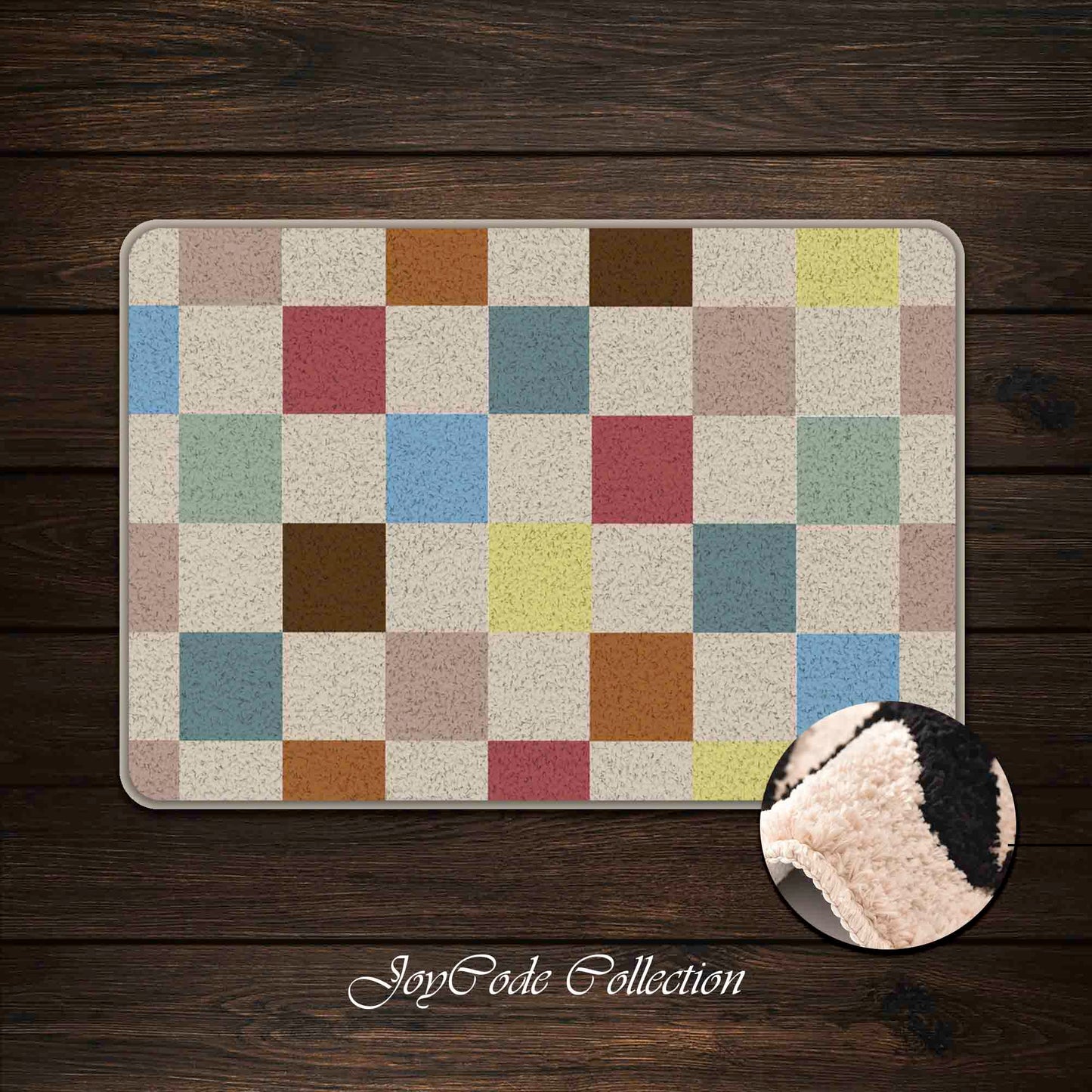 JoySwallow Color Mosaic Checkerboard Tufted Bathmat, Geometrical Bathroom Rug, Lattice Area Rug, Checkerboard Bedroom Rugs