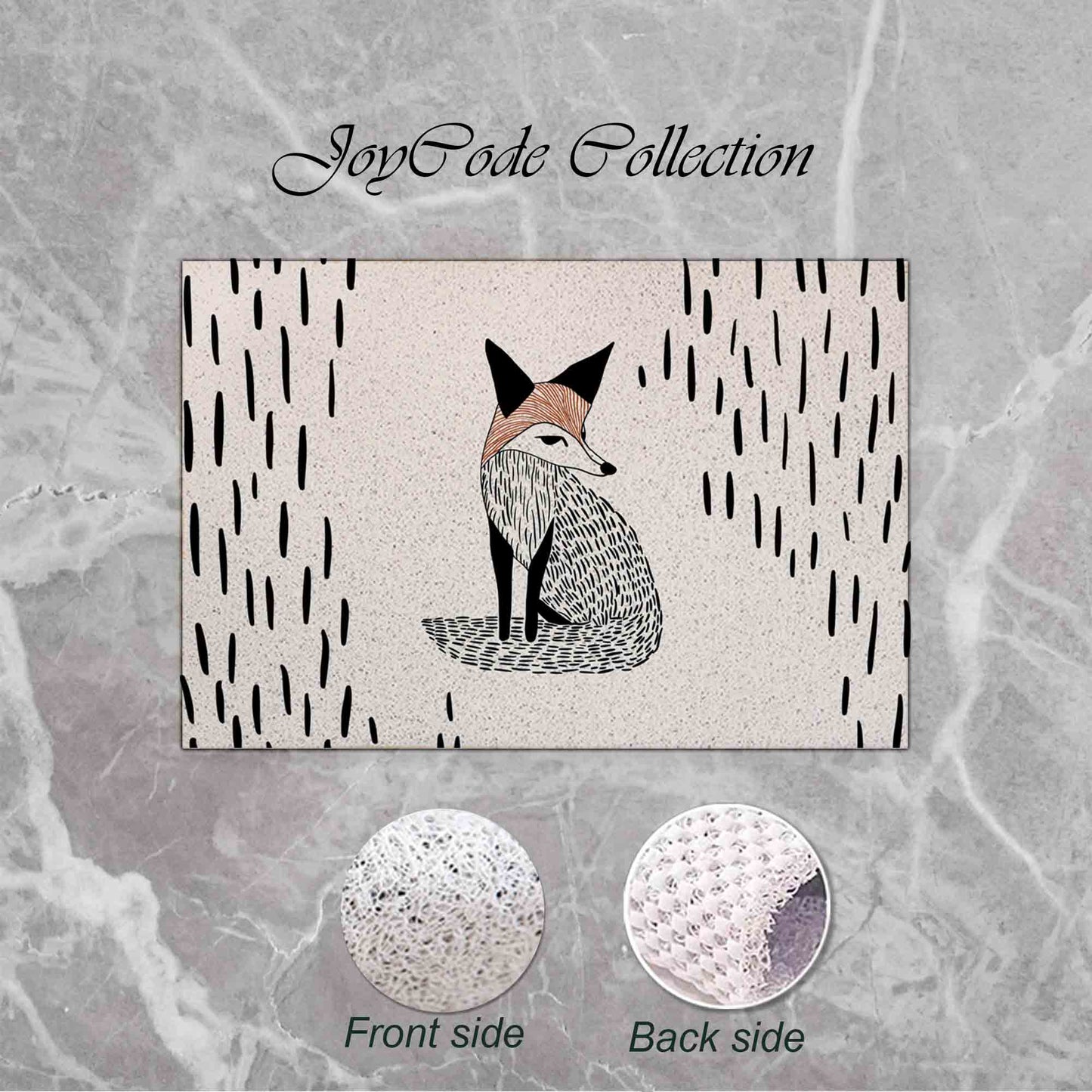 JoySwallow Personalized Bathtub Mat, Cute Black Fox Bathtub Mat, PVC Coil Shower Mat, Anti Skid PVC Coil Bathmat, Animal Permeable Bathmat, Glass and Pot Drainable Rug