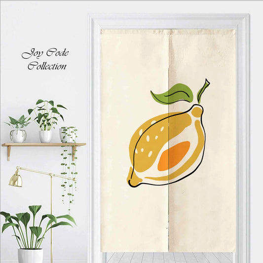 JoySwallow Personalized Doorway Curtain, Cute Lemon Doorway Curtain, Floral Door Tapestries for Home, Lemon Door Curtain for Kitchen, Leaves Curtain for Bedroom Decoration, Privacy Divider Curtain with Rod