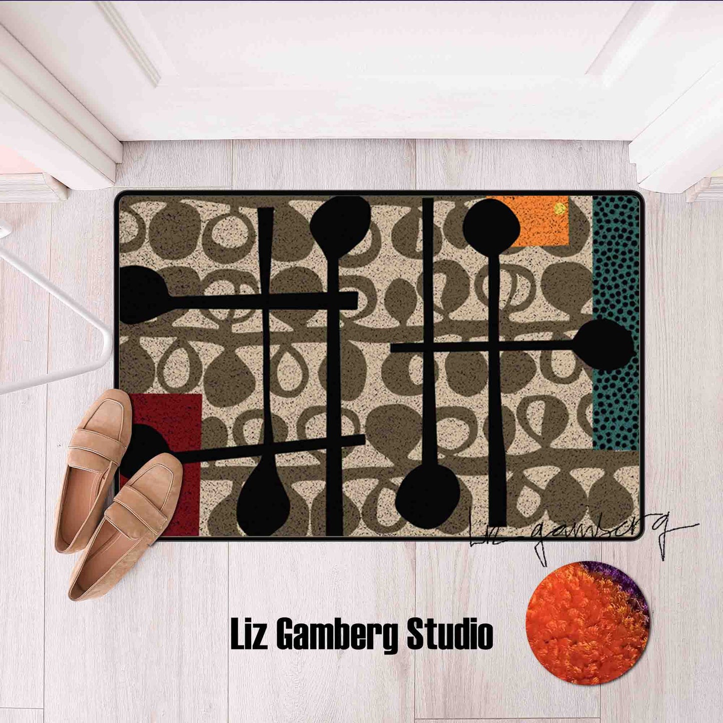 Day+15 sm Flannel Door Mat by Liz Gamberg Studio from US