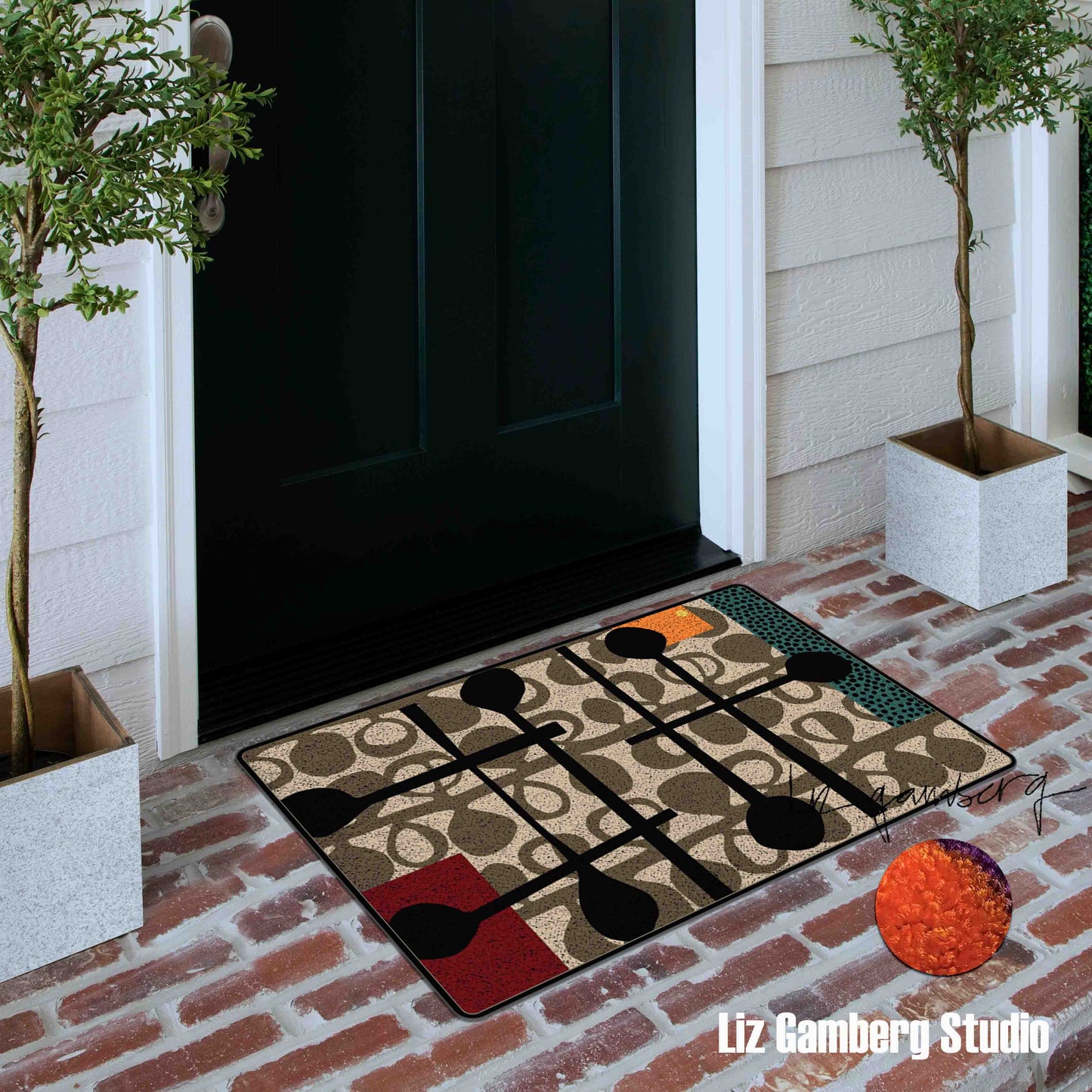 Day+15 sm Flannel Door Mat by Liz Gamberg Studio from US