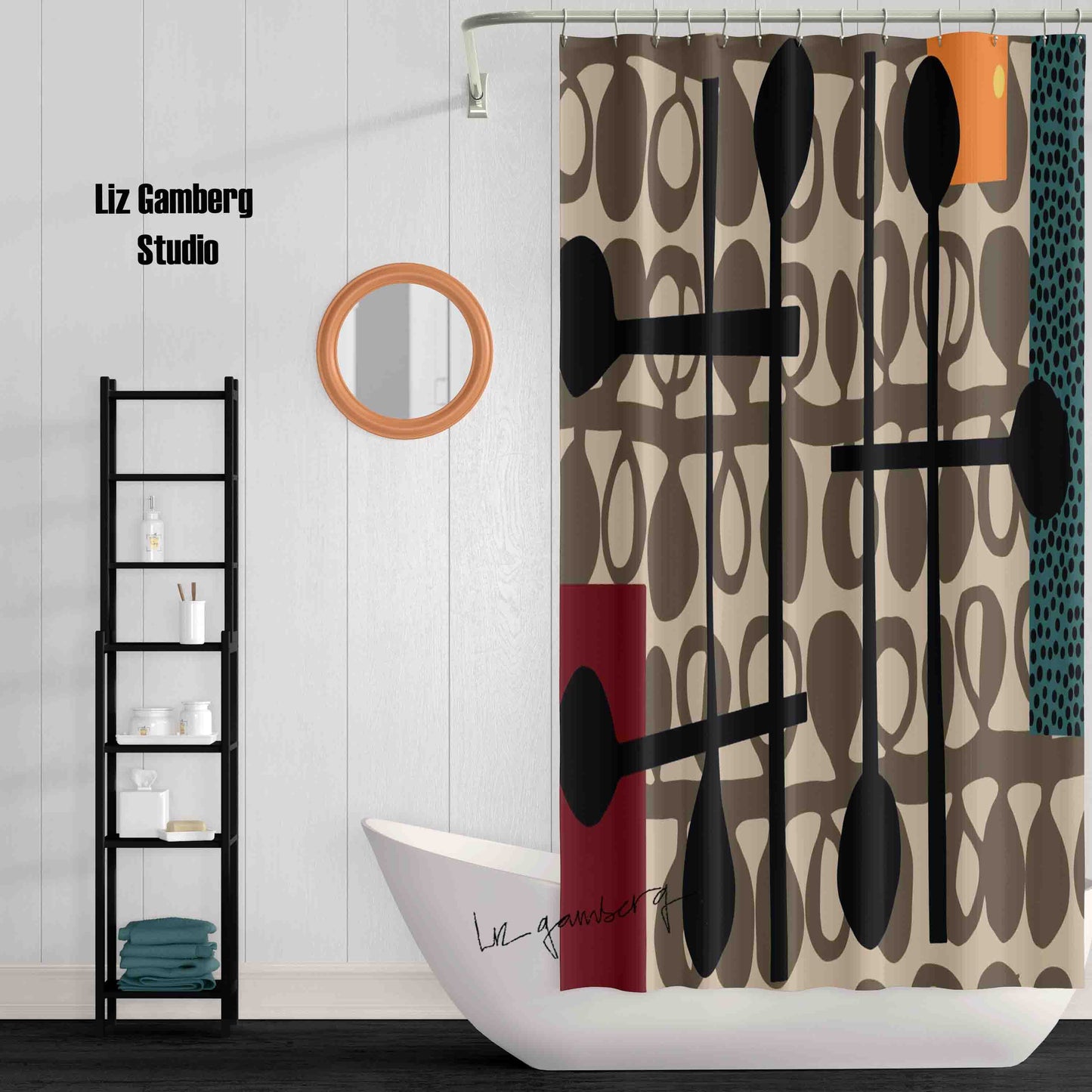 Day+15 sm Shower Curtain by Liz Gamberg Studio from US