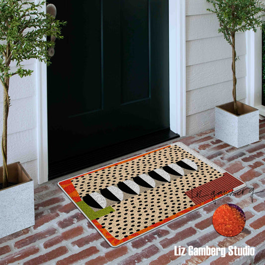 Day+18 sm Flannel Door Mat by Liz Gamberg Studio from US