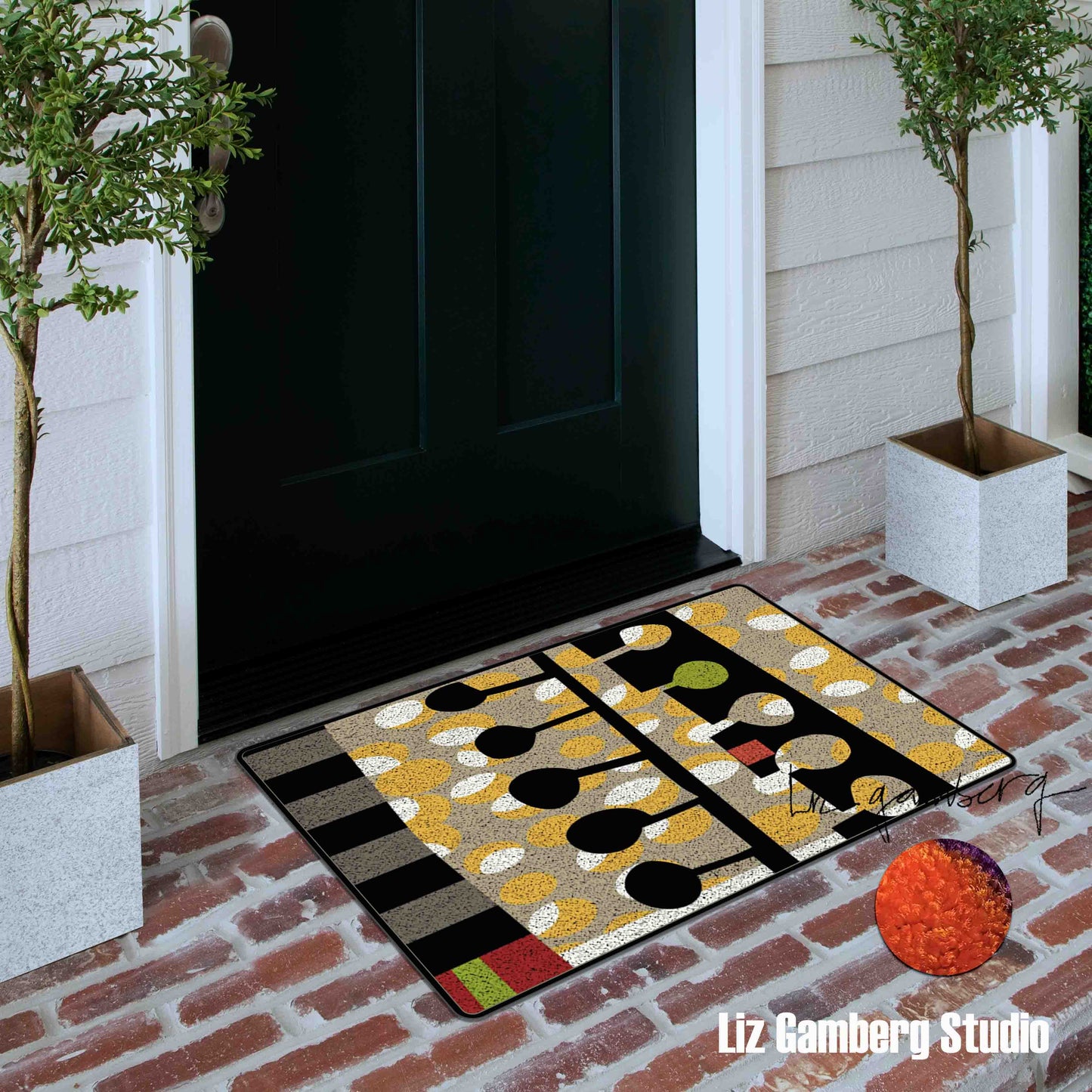 Day+19 sm Flannel Door Mat by Liz Gamberg Studio from US