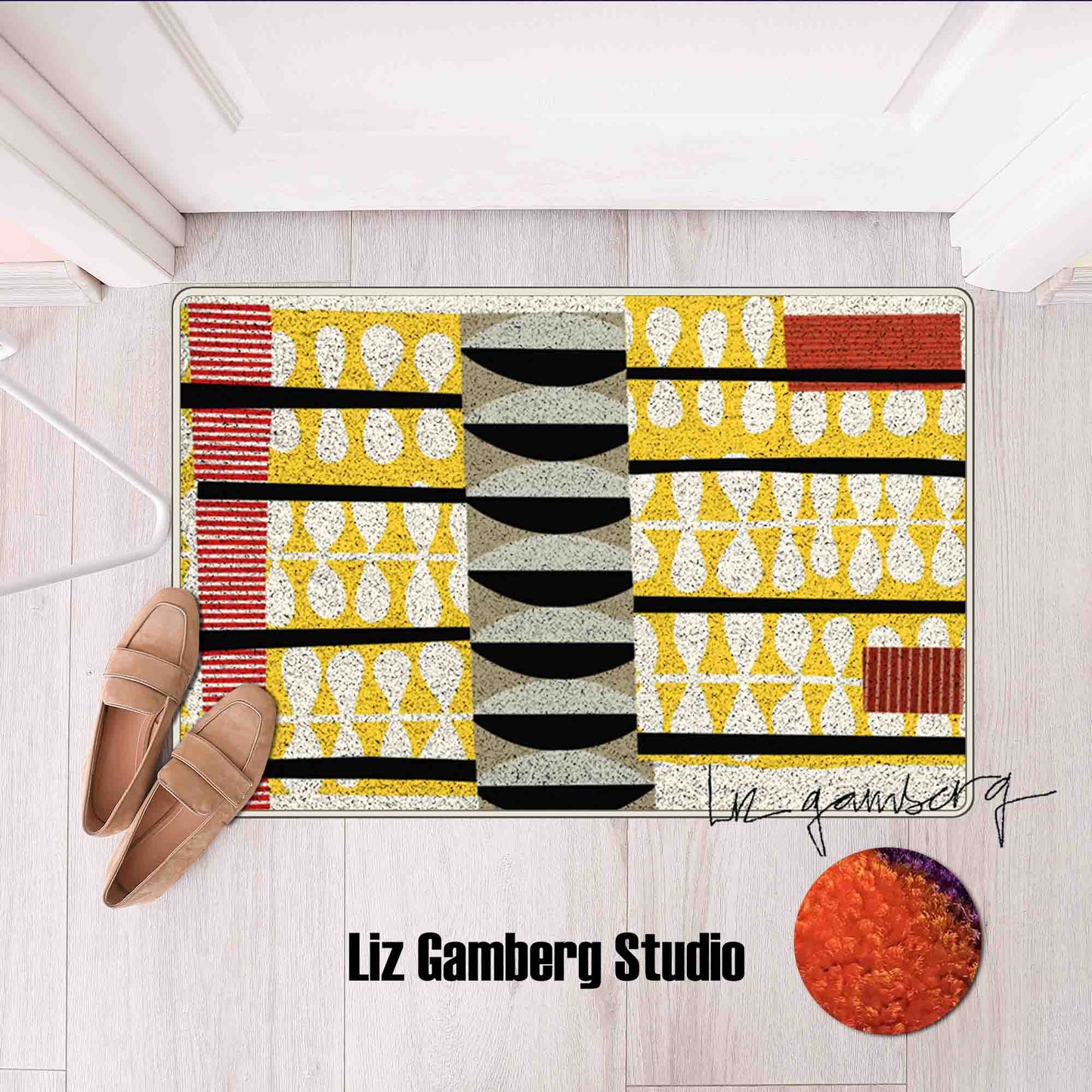 Day+7 sm Flannel Door Mat by Liz Gamberg Studio from US