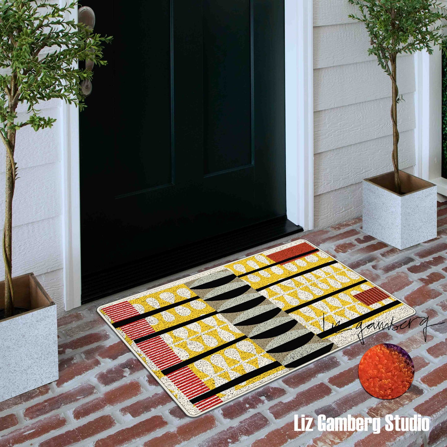 Day+7 sm Flannel Door Mat by Liz Gamberg Studio from US