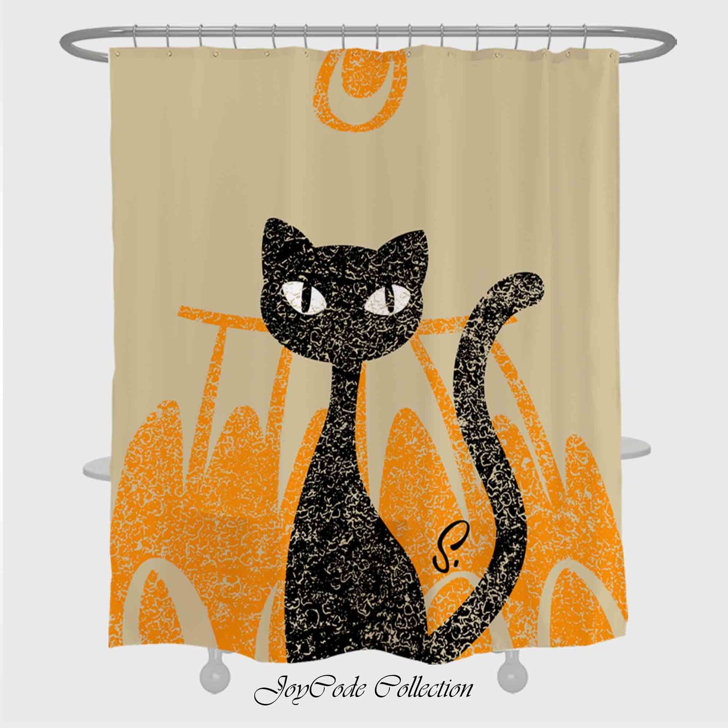 JoySwallow Personalized Shower Curtain, Egyptian Style Cat Curtain, Black Cat Waterproof Curtains, Animal Machine Washable Shower Curtains, Heavy Weighted Bath Curtains with hooks