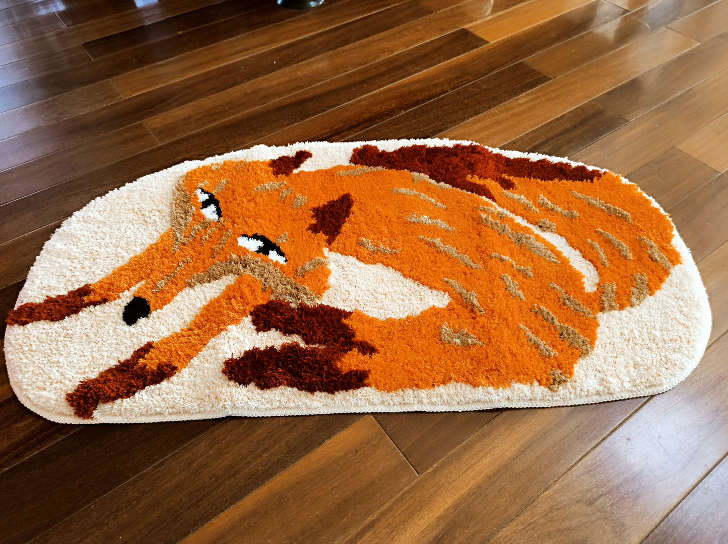 JoySwallow Orange Fox Tufted Bathmat, Animal Bathroom Rug, Fire Fox Area Rug, Cute Fox Bedroom Rugs