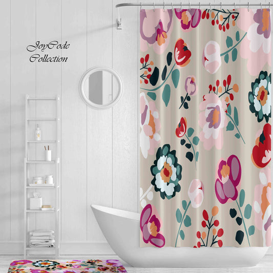 JoySwallow Summer Flower Garden Shower Curtain, Leaves Waterproof Curtains, Floral Machine Washable Shower Curtains, flower Heavy Weighted Bath Curtains with hooks