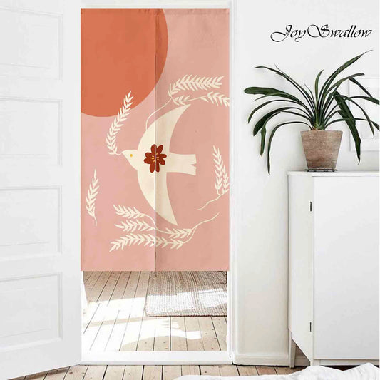 JoySwallow Personalized Doorway Curtain, Flower Swallow Door Curtain, Artistic Bathroom Decor, Birds Door Tapestries for Home, Animal Door Curtain for Kitchen, Curtain for Bedroom Decoration, Privacy Divider Curtain with Rod