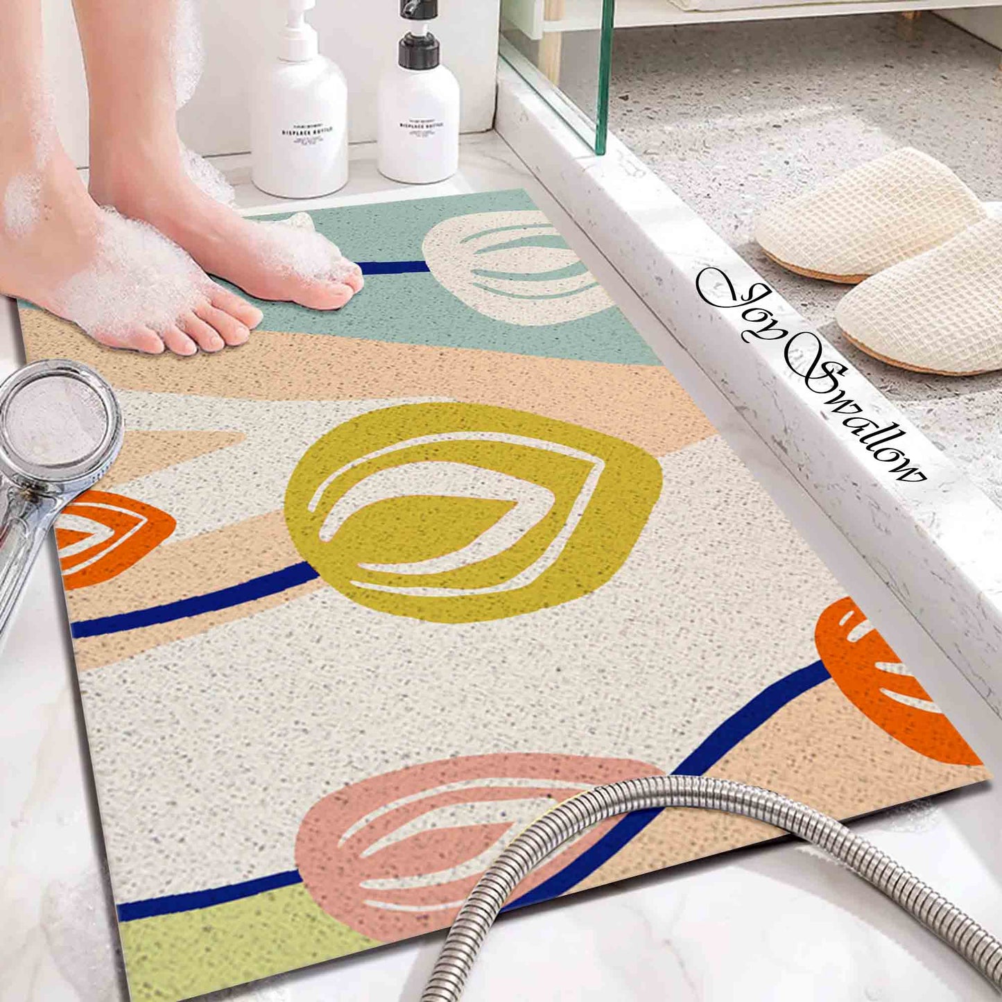 JoySwallow Personalized Bathtub Mat, Flower Buds Bath Tub Mat, PVC Coil Permeable Bath Mat, Floral Drainable Bath Rug, Anti Skid Bathmat