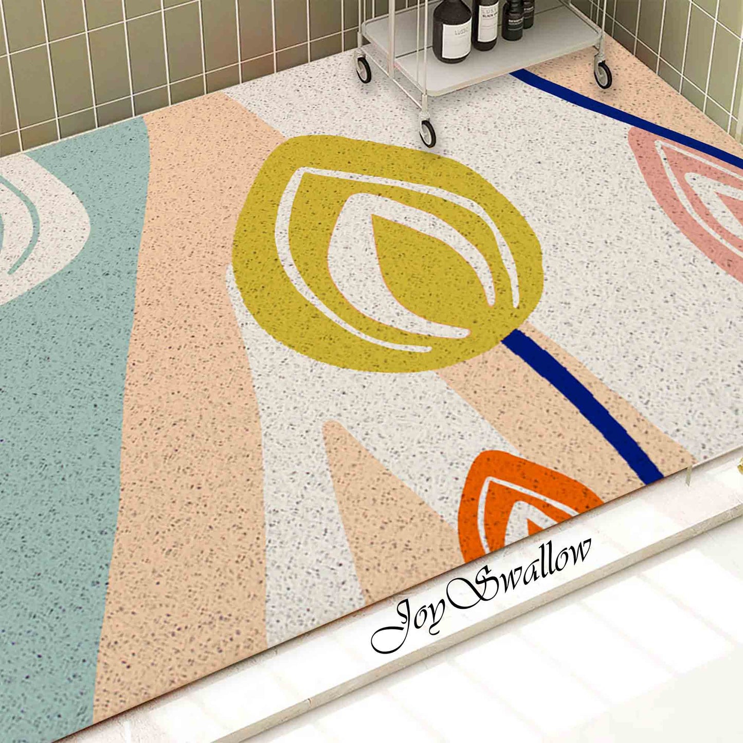 JoySwallow Personalized Bathtub Mat, Flower Buds Bath Tub Mat, PVC Coil Permeable Bath Mat, Floral Drainable Bath Rug, Anti Skid Bathmat