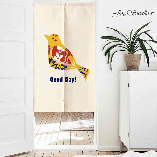 JoySwallow Personalized Doorway Curtain, Good Day Bird Door Curtain, Artistic Bathroom Decor, Bird Door Tapestries for Home, Scenery Door Curtain for Kitchen, Curtain for Bedroom Decoration, Privacy Divider Curtain with Rod