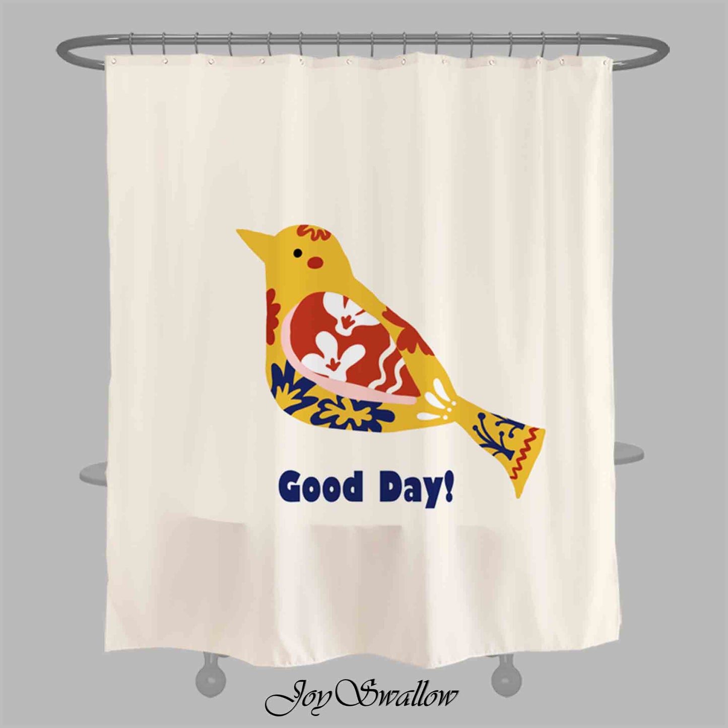 JoySwallow Good Day Bird Shower Curtain, Bird Waterproof Curtains, Animal Machine Washable Shower Curtains, Heavy Weighted Bath Curtains with hooks