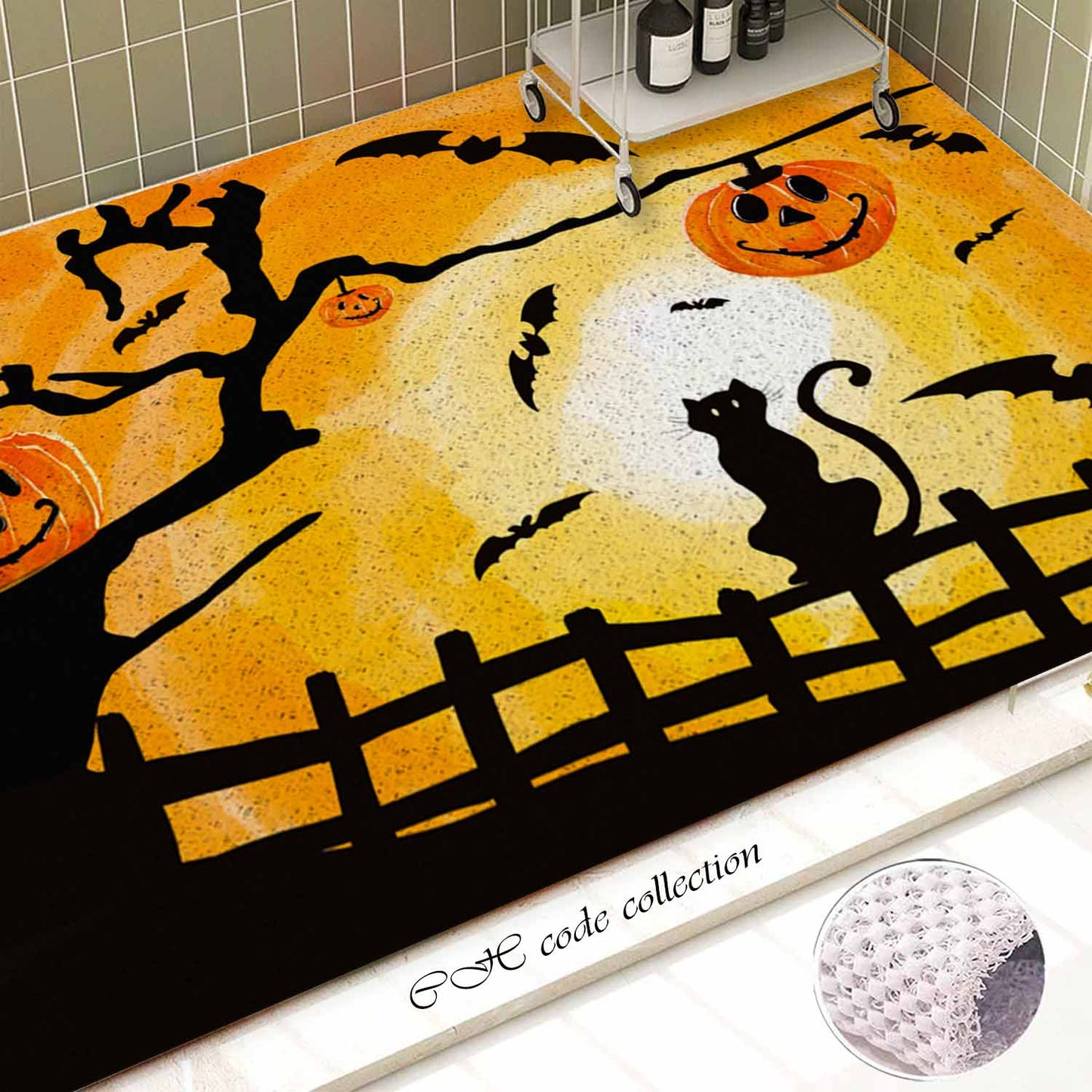 JoySwallow Personalized Bathtub Mat, Halloween Bathtub Mat, PVC Coil Shower Mat, Anti-Skid PVC Coil Bathmat, Holiday Gift, Permeable Bathmat, Drainable Rug