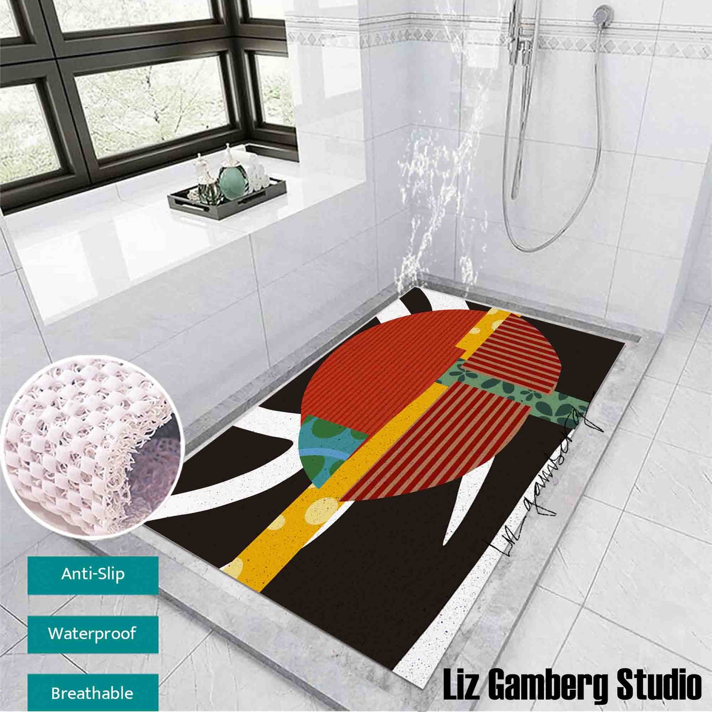 Intersection PVC Coil Bath Tub Mat by Liz Gamberg Studio from US