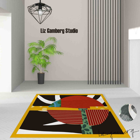 Intersection Handmade Yarn Dye Living Room Rug by Liz Gamberg Studio from US