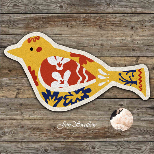 JoySwallow Irregular Flower Bird Tufted Bathmat, Animal Bathroom Rug, Cute Bird Area Rug, Bird Bedroom Rugs