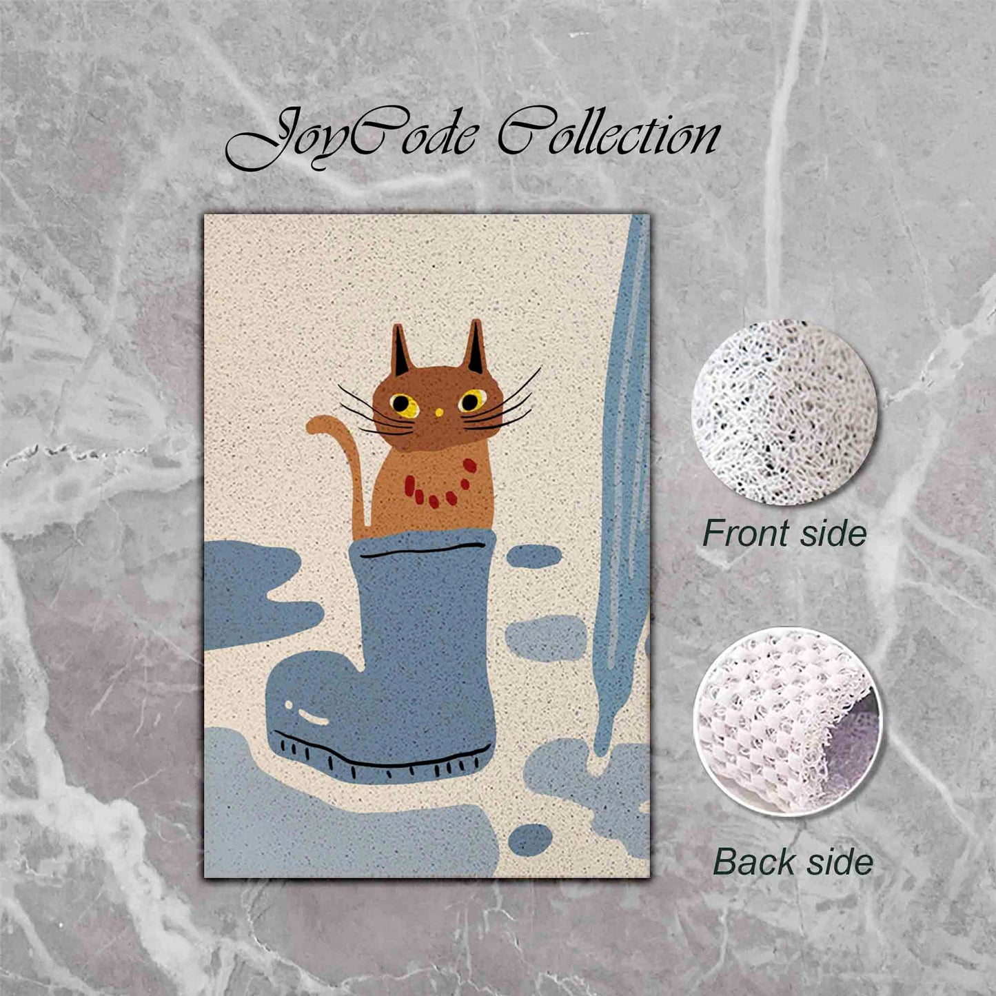 JoySwallow Personalized Bathtub Mat, Kitty in Boot Bathtub Mat, PVC Coil Shower Mat, Anti Skid PVC Coil Bathmat, Animal Permeable Bathmat, Glass and Pot Drainable Rug