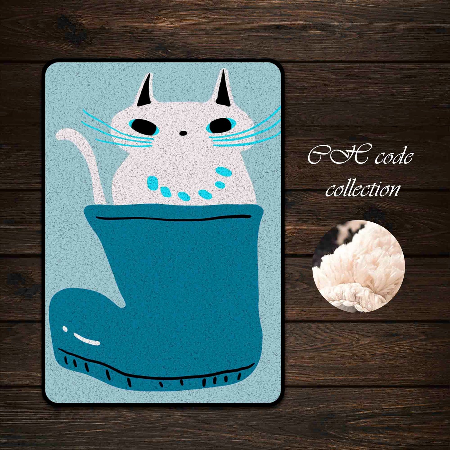 JoySwallow Kitty in Boot Tufted Bathmat, Animal Bathroom Rug, Cat Area Rug, Kitty Bedroom Rugs