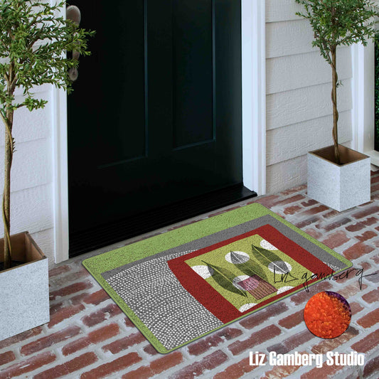 Leaf Trio Flannel Door Mat by Liz Gamberg Studio from US