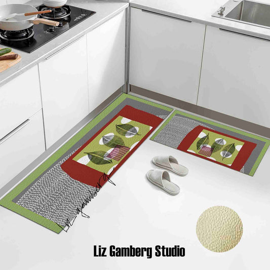 Leaf Trio Kitchen Mat by Liz Gamberg Studio from US