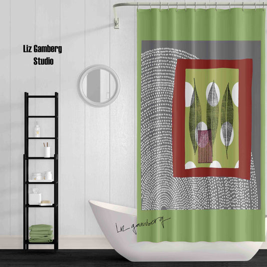 Leaf Trio Shower Curtain by Liz Gamberg Studio from US