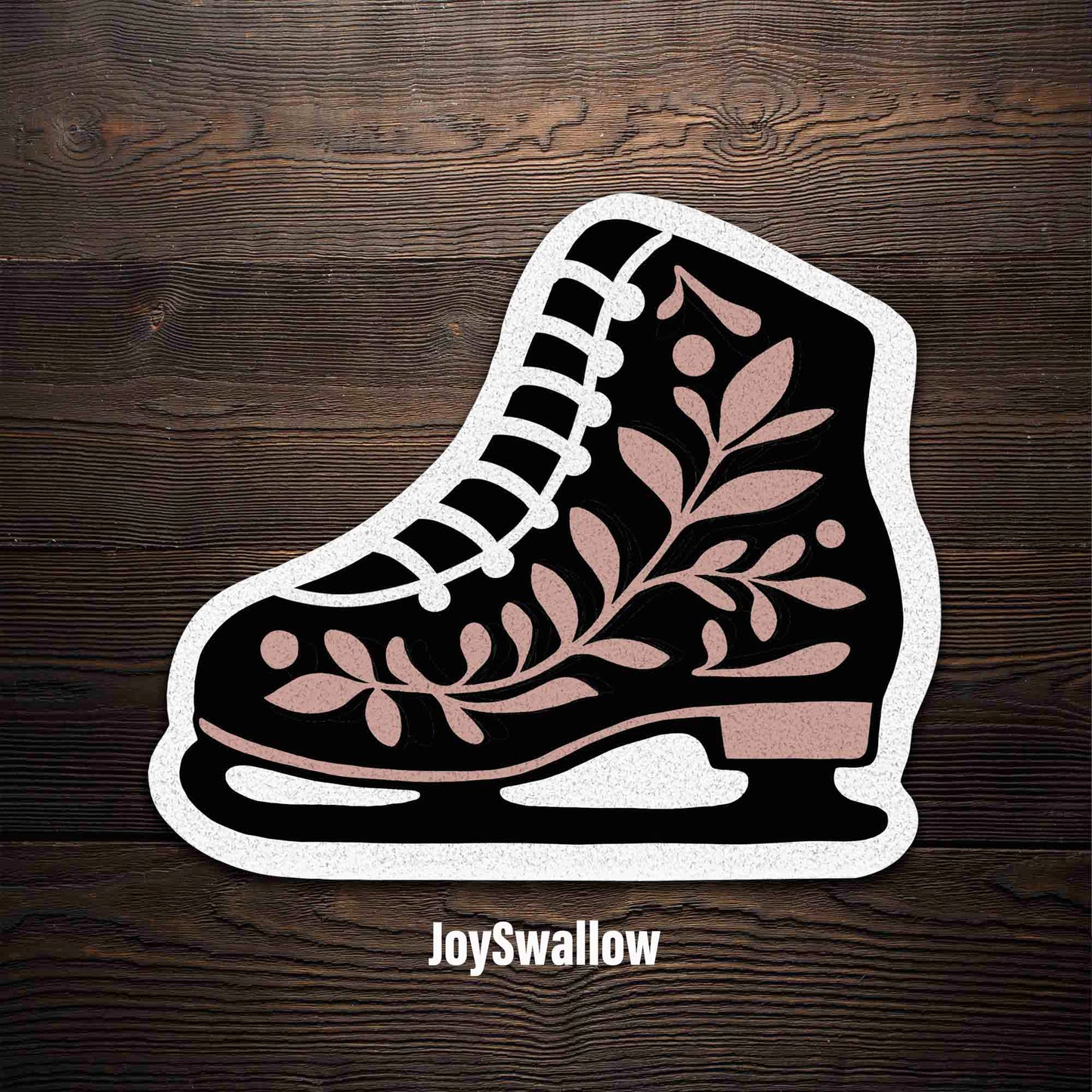 JoySwallow Irregular Leaves Figure Skating Boots Tufted Bathmat, Skating Bathroom Rug, Leaves Area Rug, Bedroom Rugs