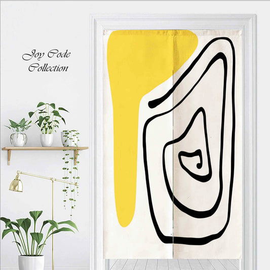 JoySwallow Personalized Doorway Curtain, Line and Block Art Doorway Curtain, Geometrical Door Tapestries for Home, Blocks Door Curtain for Kitchen, Curtain for Bedroom Decoration, Privacy Divider Curtain with Rod