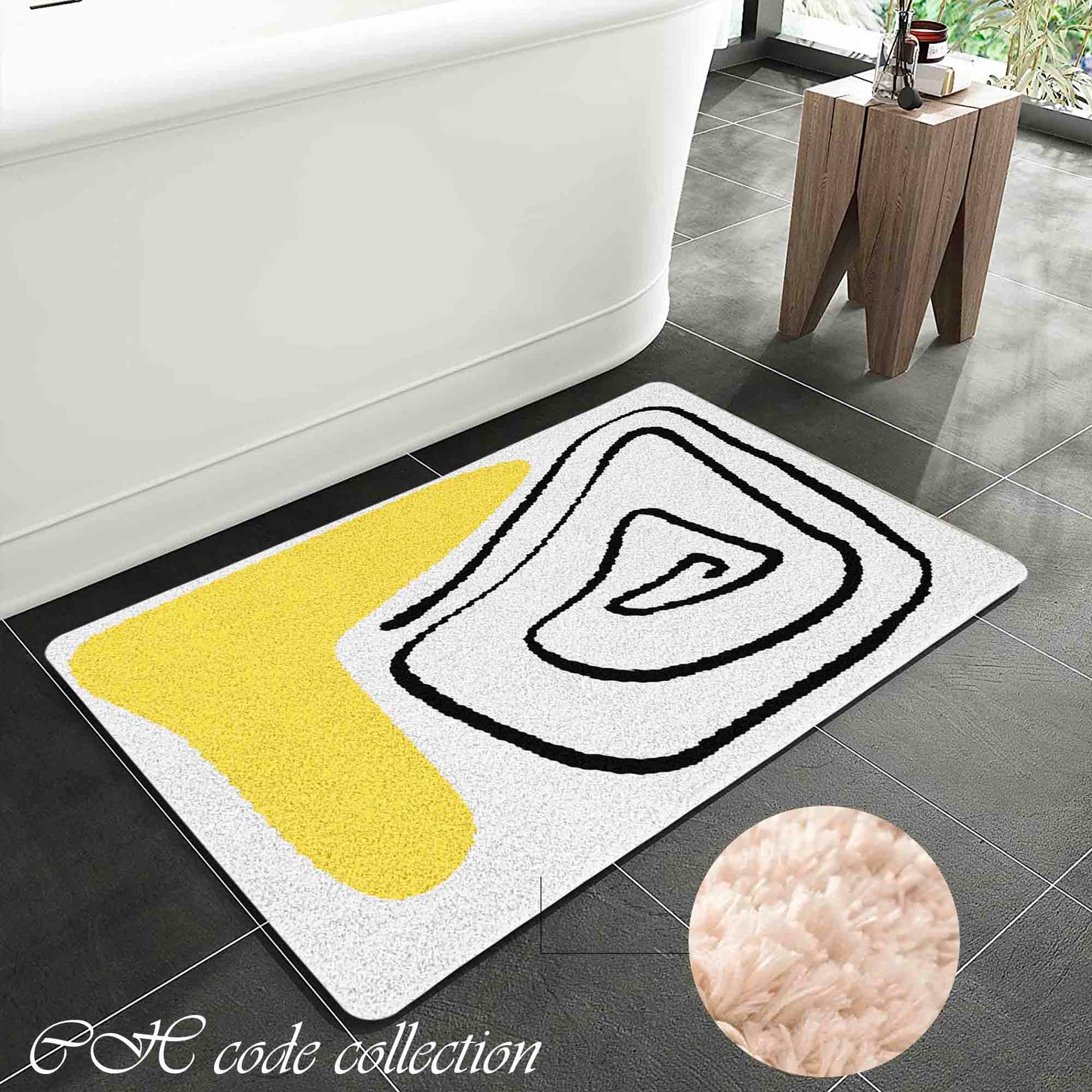 JoySwallow Geometrical Line and Block Tufted Bathmat, Geometrical Bathroom Rug, Color Blocks Area Rug, Bedroom Rugs