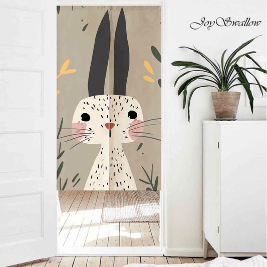 JoySwallow Personalized Doorway Curtain, Lovely Bunny Doorway Curtain, Animal Door Tapestries for Home, Rabbit Door Curtain for Kitchen, Curtain for Bedroom Decoration, Privacy Divider Curtain with Rod