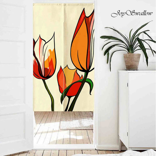 JoySwallow Personalized Doorway Curtain, Lovely Roses Door Curtain, Floral Door Tapestries for Home, Flower Door Curtain for Kitchen, Curtain for Bedroom Decoration, Privacy Divider Curtain with Rod