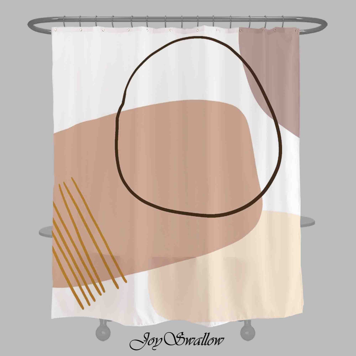 JoySwallow Personalized Shower Curtain, Modern Abstract Line Blocks Curtain, Waterproof Curtains, Machine Washable Shower Curtains, Heavy Weighted Bath Curtains with hooks